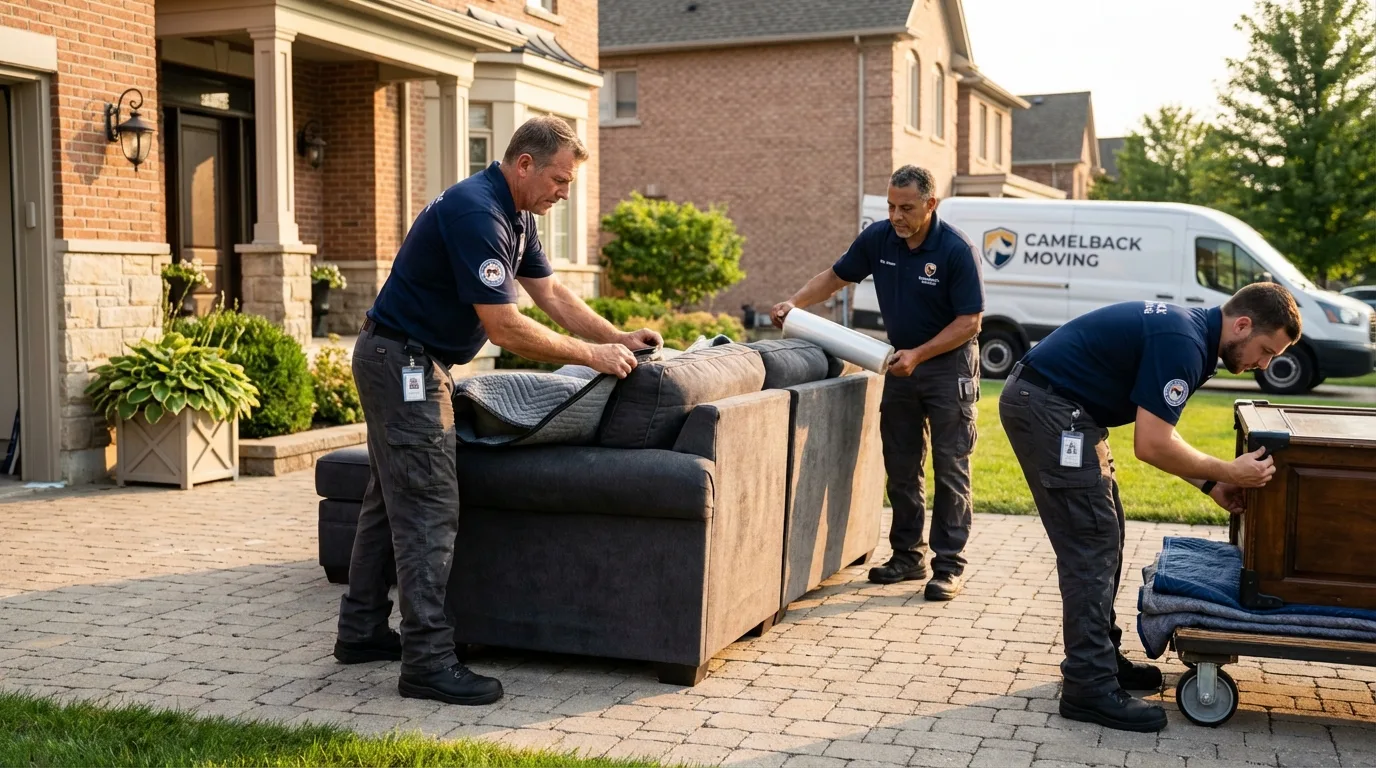 Large estate moving crew wrapping furniture in Orland, CA